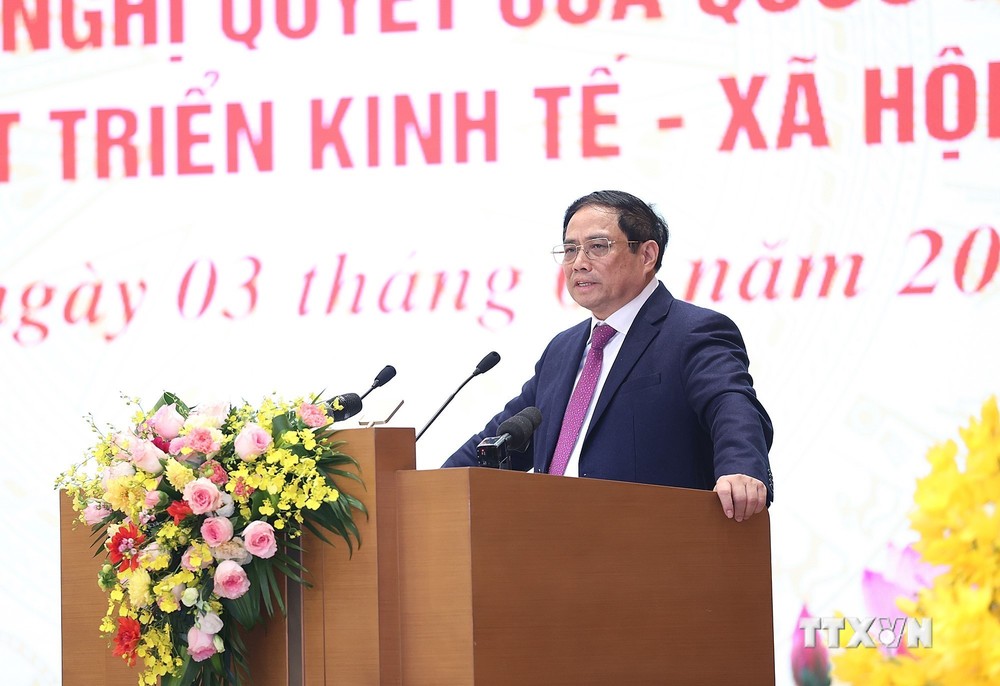 Thủ tướng Phạm Minh Chính kết luận hội nghị. Ảnh: Dương Giang – TTXVN