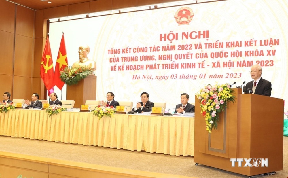 Tổng Bí thư Nguyễn Phú Trọng phát biểu chỉ đạo hội nghị. Ảnh: Trí Dũng –TTXVN