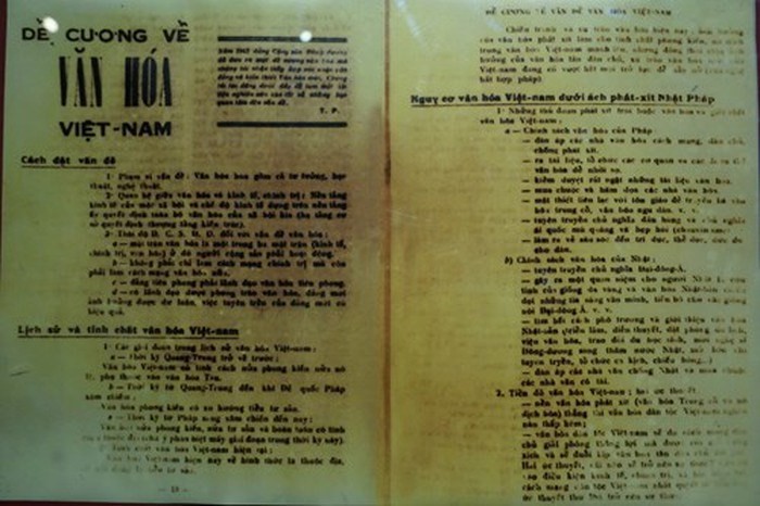 Bản “Đề cương Văn hóa Việt Nam” do Tổng Bí thư Trường Chinh soạn thảo năm 1943. Ảnh: baotanglichsu.vn