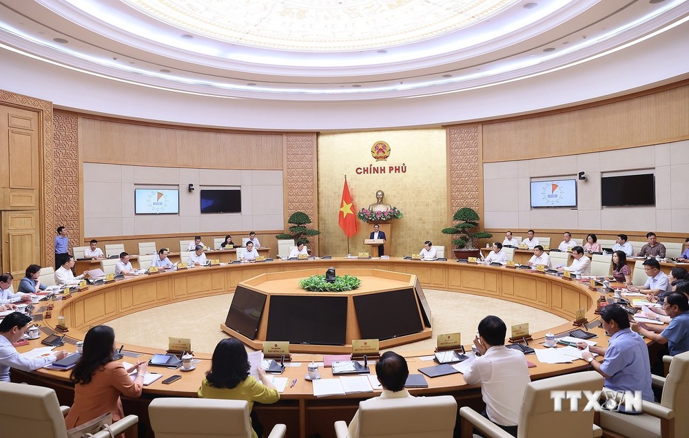 Phiên họp Chính phủ thường kỳ tháng 8 năm 2023. Ảnh: Dương Giang - TTXVN