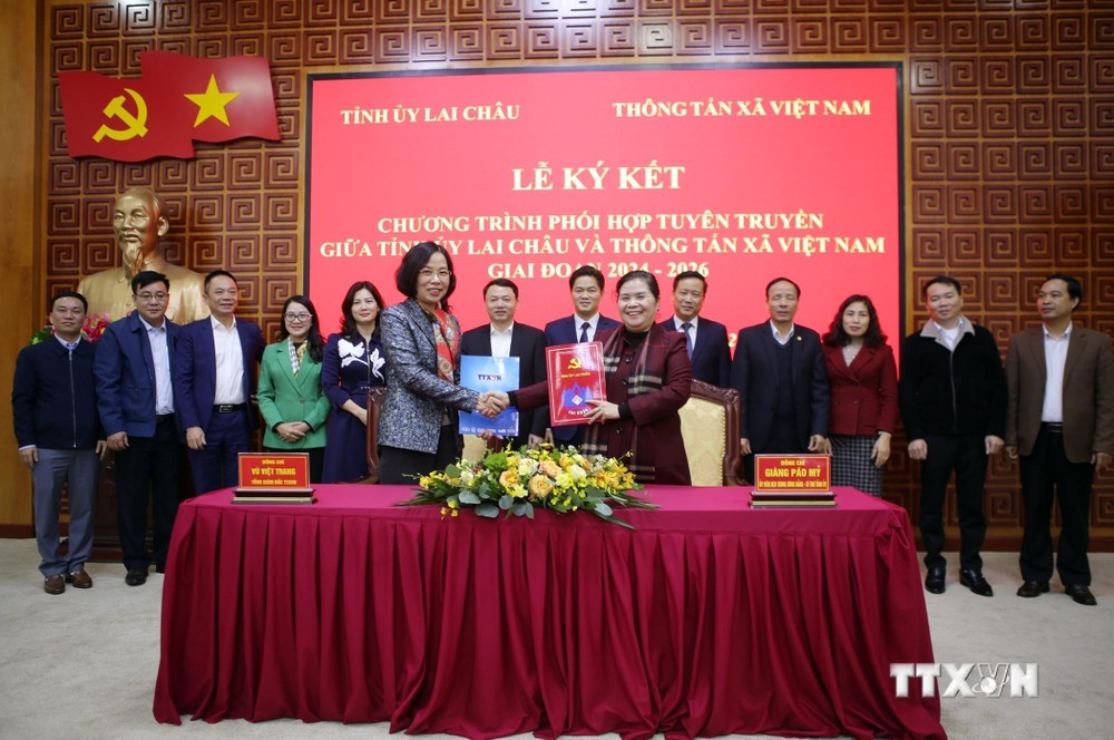 Thông tấn xã Việt Nam ký kết phối hợp tuyên truyền với Tỉnh ủy Lai Châu