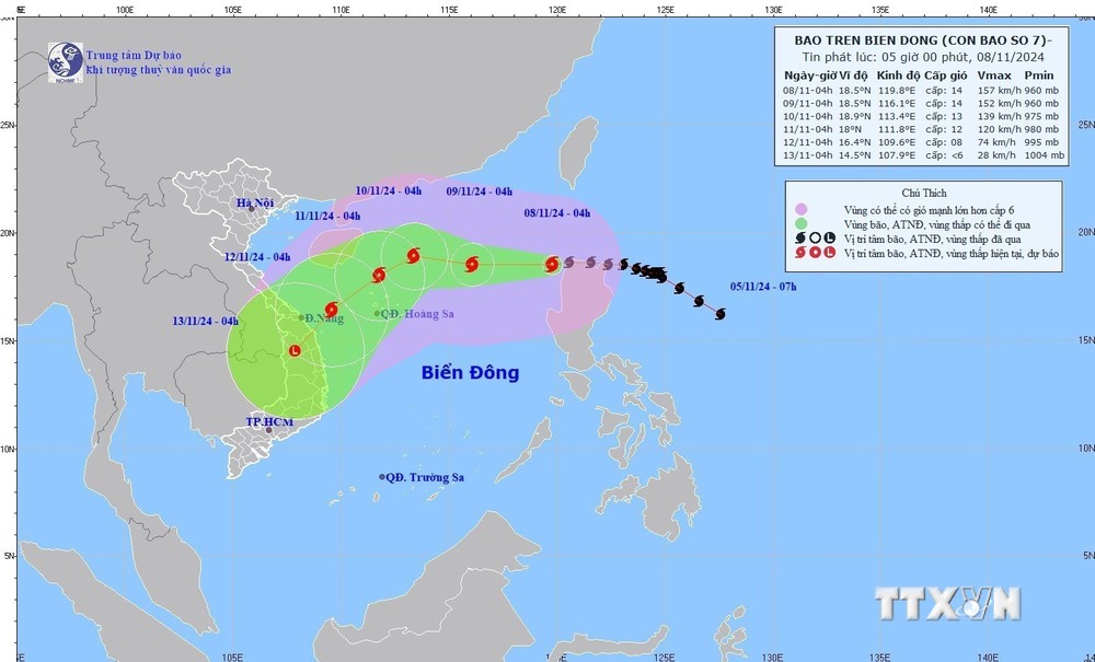 Bão YINXING trở thành bão số 7 của năm 2024