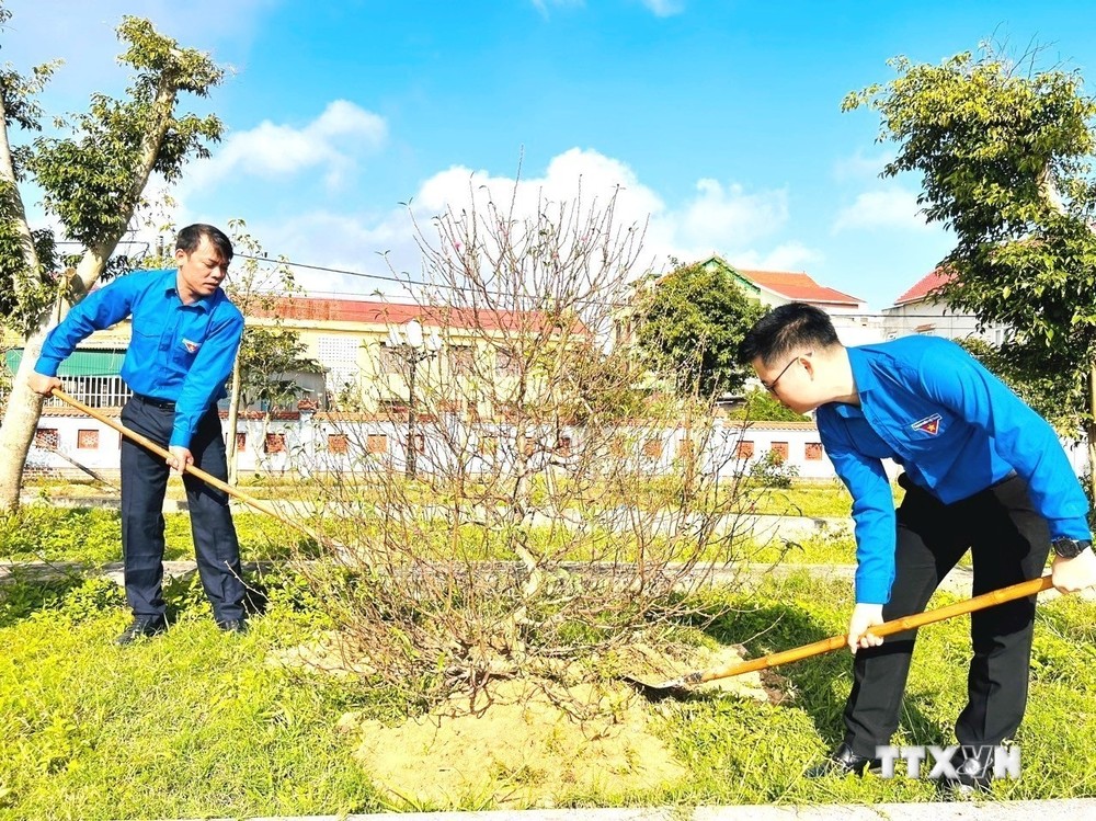 Đoàn Khối các cơ quan tỉnh Quảng Bình và Huyện đoàn Bố Trạch tổ chức “Tết trồng cây đời đời nhớ ơn Bác Hồ” trong khuôn viên Khu tưởng niệm Đại đội thanh niên xung phong C283. Ảnh: TTXVN phát