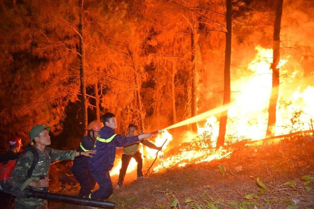 Hà Tĩnh nỗ lực dập các điểm cháy rừng ở các huyện miền núi Hương Sơn và Vũ Quang
