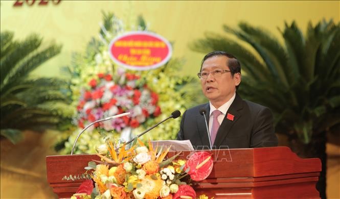 Đồng chí Lại Xuân Môn tái đắc cử Bí thư Tỉnh ủy Cao Bằng khóa XIX, nhiệm kỳ 2020-2025. Ảnh: Chu Hiệu - TTXVN.