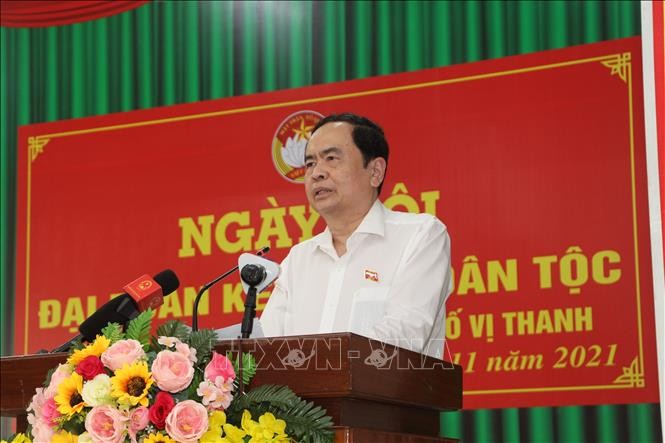 Phó Chủ tịch Thường trực Quốc hội Trần Thanh Mẫn phát biểu tại Ngày hội. Ảnh: Hồng Thái - TTXVN