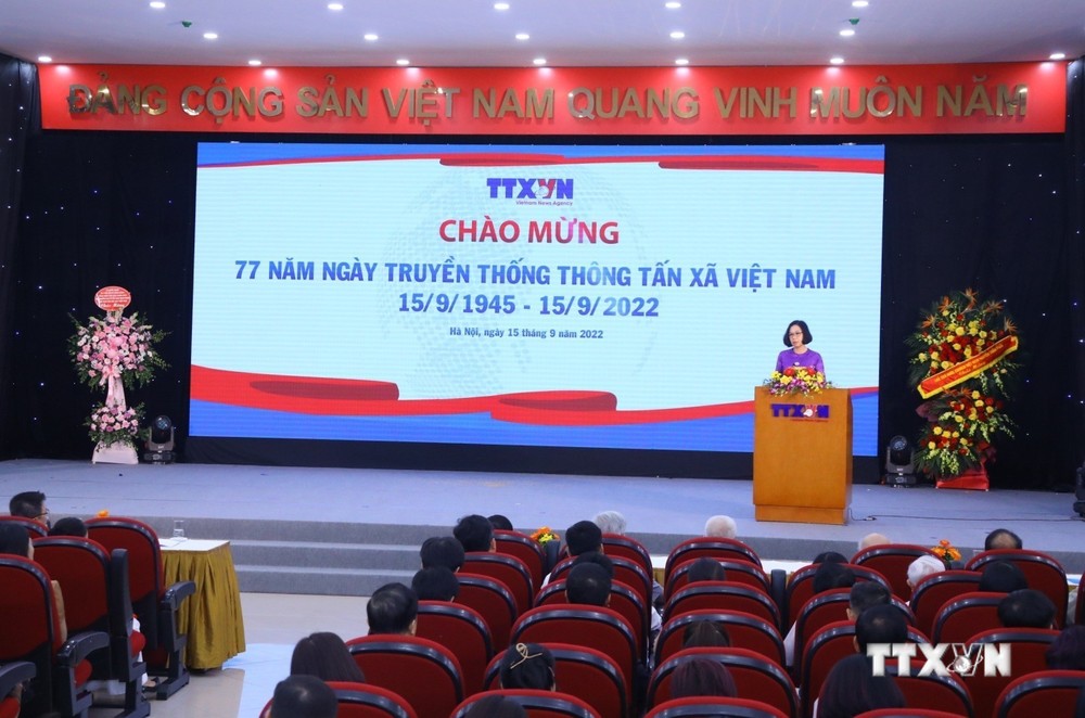 Tổng giám đốc Thông tấn xã Việt Nam Vũ Việt Trang phát biểu. Ảnh: Văn Điệp - TTXVN