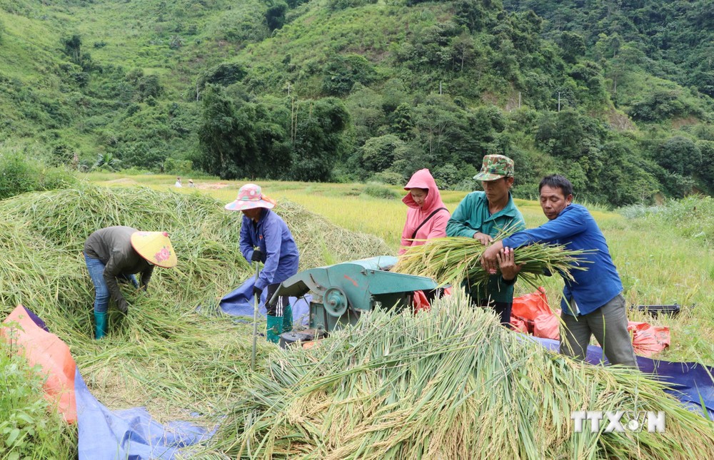 Người dân xã Pa Vệ Sủ, huyện Mường Tè, đẩy mạnh cơ giới hóa máy nông nghiệp trong sản xuất. Ảnh: Việt Hoàng-TTXVN