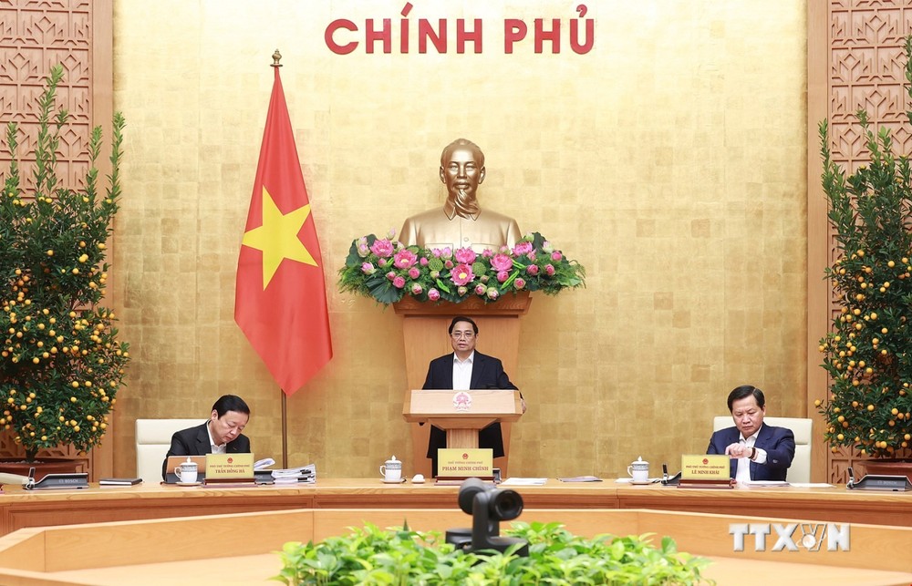 Thủ tướng Phạm Minh Chính chủ trì Phiên họp Chính phủ thường kỳ tháng 1 năm 2023. Ảnh: Dương Giang-TTXVN