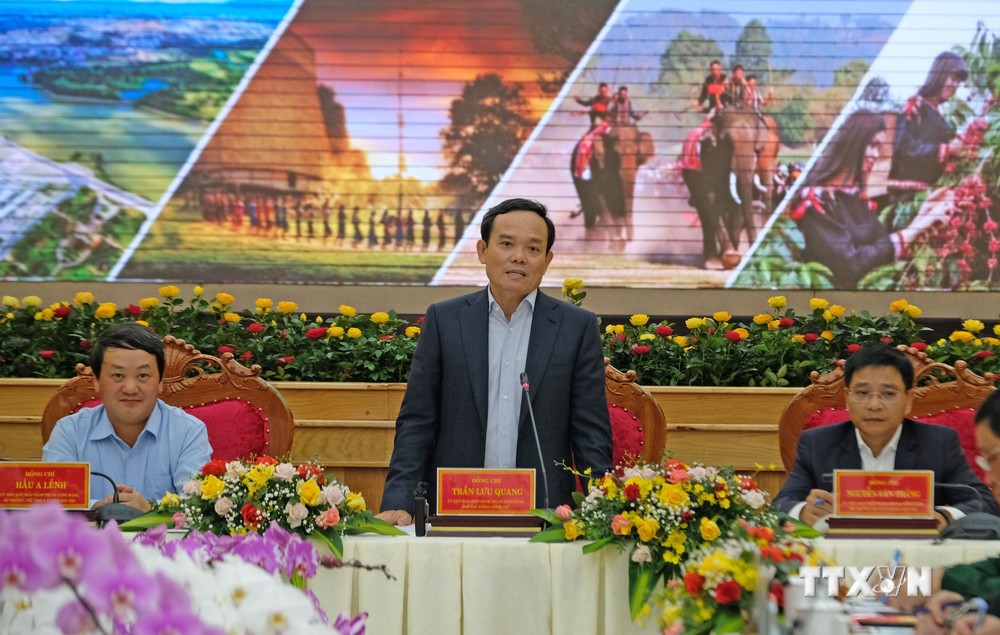 Phó Thủ tướng Chính phủ Trần Lưu Quang, Chủ tịch Hội đồng Điều phối vùng Tây Nguyên, phát biểu kết luận tại Hội nghị. Ảnh: Nguyễn Dũng – TTXVN