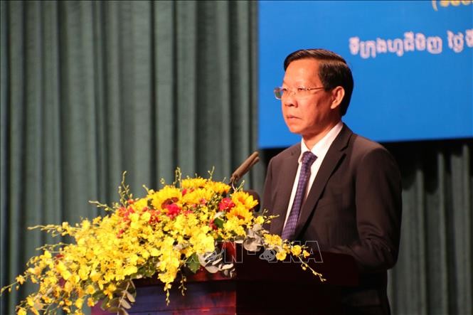 Ông Phan Văn Mãi, Chủ tịch Uỷ ban nhân dân Thành phố Hồ Chí Minh phát biểu tại Lễ kỷ niệm. Ảnh: Thanh Vũ - TTXVN