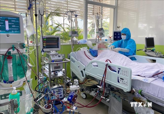 Bệnh nhân 91 (43 tuổi, phi công người Anh) đang được điều trị tích cực tại Bệnh viện Chợ Rẫy Thành phố Hồ Chí Minh. Ảnh: TTXVN phát