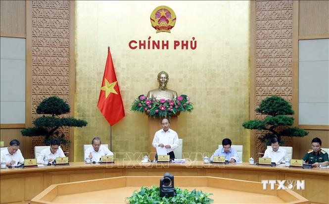 Chiều 2/7/2020, tại Trụ sở Chính phủ, Thủ tướng Nguyễn Xuân Phúc chủ trì Phiên họp Chính phủ thường kỳ tháng 6 năm 2020. Ảnh: Thống Nhất - TTXVN
