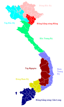 Vị trí vùng Đồng bằng sông Cửu Long trên bản đồ Việt Nam (Màu xanh dương). Ảnh: vi.wikipedia.org