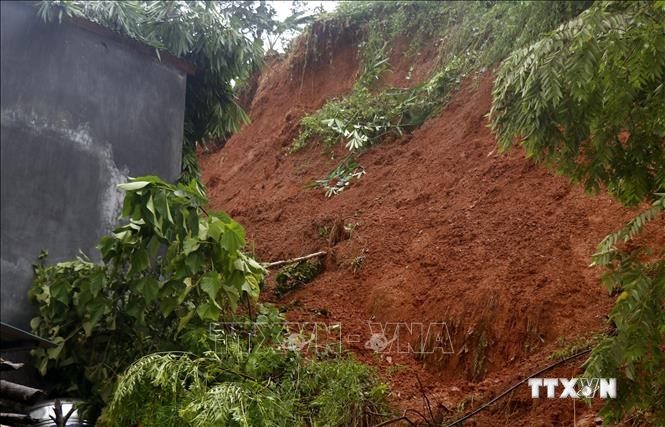 Sạt lở đất tại Làng Pẳn, xã Quang Kim, huyện Bát Xát. Ảnh: Quốc Khánh - TTXVN