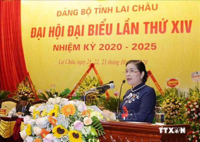 Đồng chí Giàng Páo Mỷ, Ủy viên Trung ương Đảng, tái đắc cử chức danh Bí thư tỉnh ủy Lai Châu nhiệm kỳ 2020 - 2025. Ảnh: Quý Trung - TTXVN