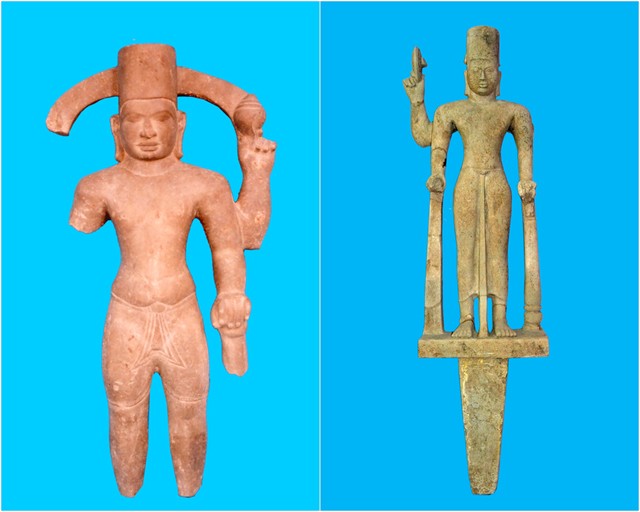 2 tượng thần Vishnu tìm thấy ở Khu di tích Gò Tháp được công nhận là Bảo vật Quốc gia. Ảnh : baodongthap.vn