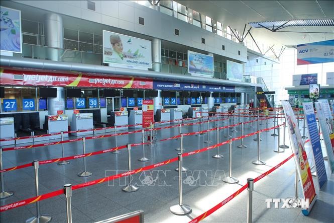 Ga đi tại Cảng Hàng không quốc tế Đà Nẵng tạm dừng hoạt động từ 0 giờ ngày 28/7/2020. Ảnh: Trần Lê Lâm - TTXVN