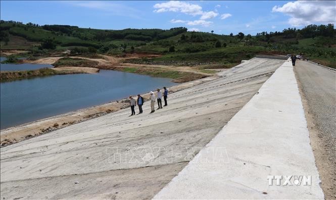 Công trình Thủy lợi trọng điểm Tầu Dầu 2, huyện Đăk Pơ, Gia Lai đang được hoàn thiện để đưa vào khai thác. Ảnh: Hồng Điệp - TTXVN