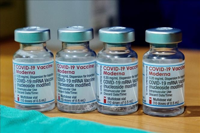 Vaccine phòng COVID-19 của hãng Moderna. Ảnh: AFP/TTXVN
