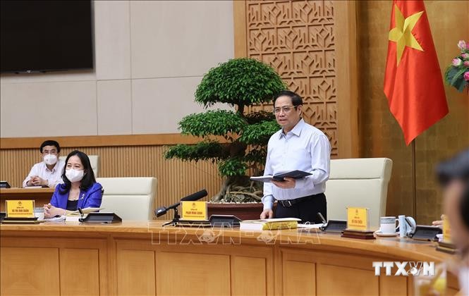 Thủ tướng Phạm Minh Chính chủ trì phiên họp. Ảnh: Dương Giang-TTXVN
