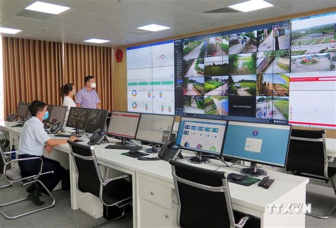 Trung tâm điều hành thông minh đặt tại UBND tỉnh Thái Nguyên. Ảnh: Trần Trang-TTXVN
