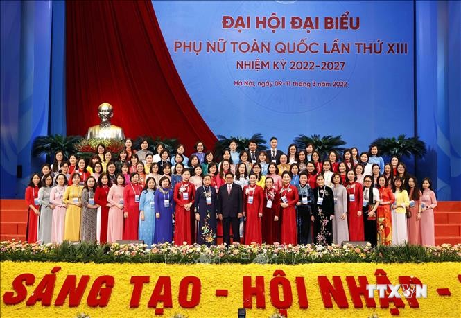 Thủ tướng Phạm Minh Chính với các đại biểu dự Đại hội. Ảnh: Thống Nhất-TTXVN

