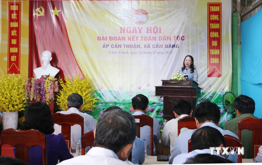 Phó Chủ tịch nước Võ Thị Ánh Xuân phát biểu tại ngày hội. Ảnh: Công Mạo-TTXVN
