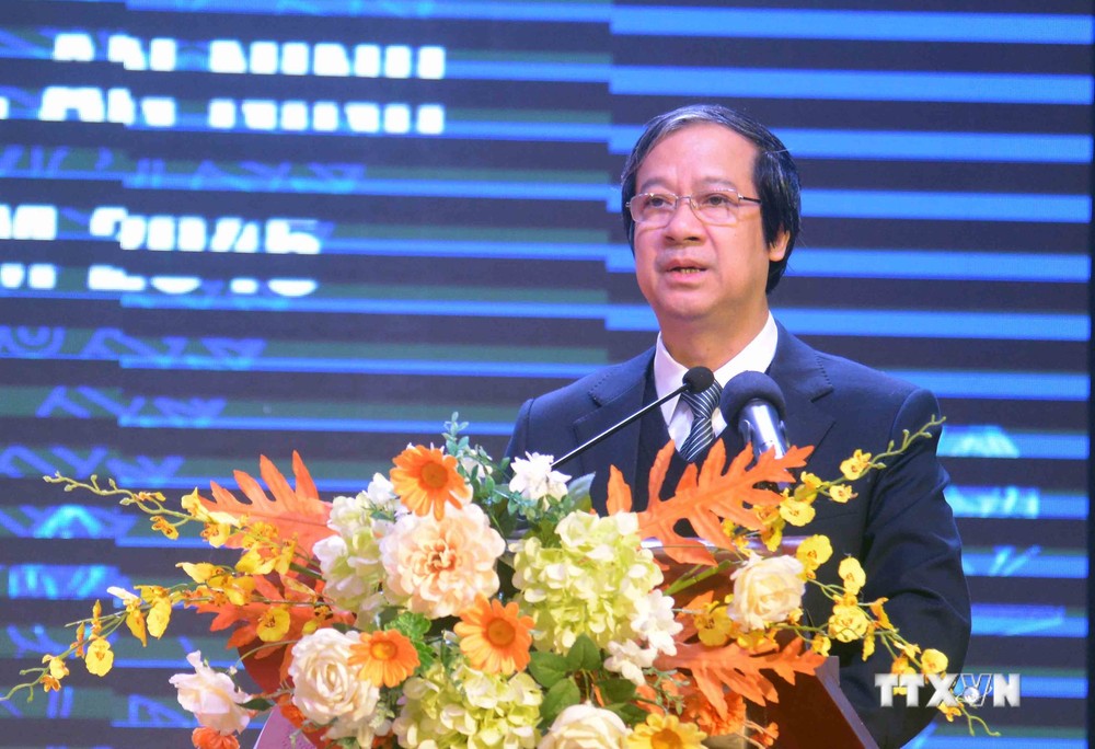 Bộ trưởng Bộ Giáo dục và Đào tạo Nguyễn Kim Sơn phát biểu. Ảnh: Quang Quyết-TTXVN
