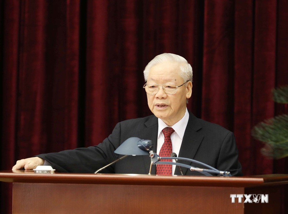 Tổng Bí thư Nguyễn Phú Trọng phát biểu khai mạc Hội nghị Trung ương giữa nhiệm kỳ khóa XIII. Ảnh: Phương Hoa –TTXVN