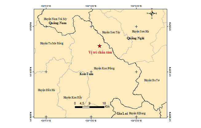 7 trận động đất trong sáng 22/9 tại huyện Kon Plông