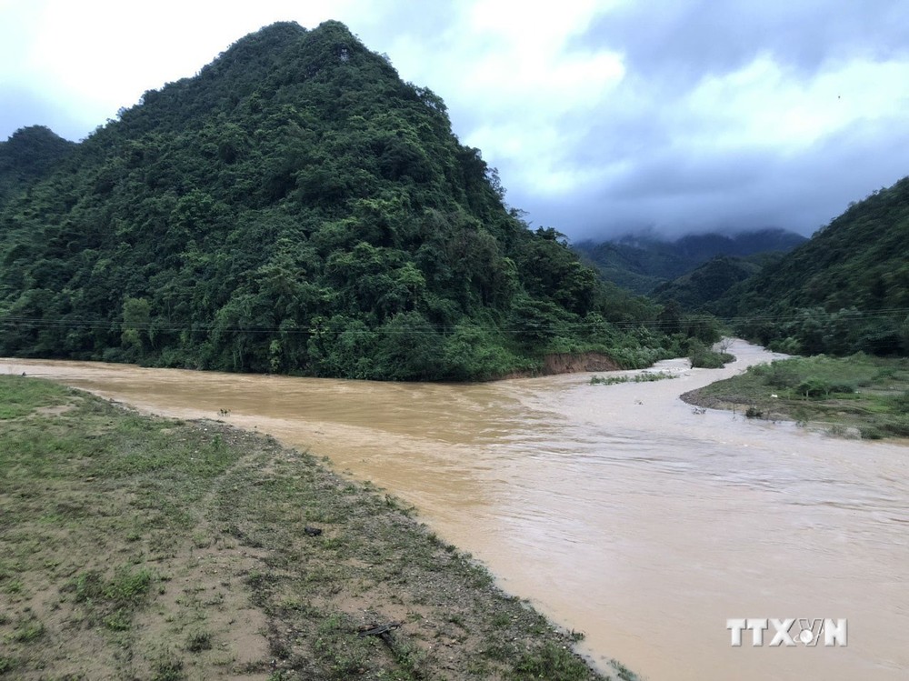 Nước sông ở Quảng Trị đang lên cao. Ảnh: TTXVN phát