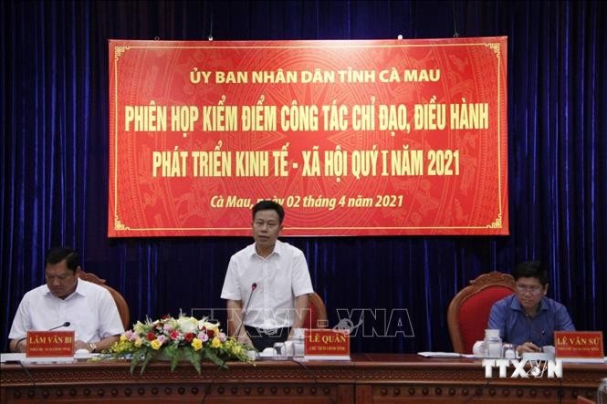 Chủ tịch Ủy ban nhân dân tỉnh Cà Mau Lê Quân phát biểu chỉ đạo tại Hội nghị. Ảnh:Kim Há-TTXVN