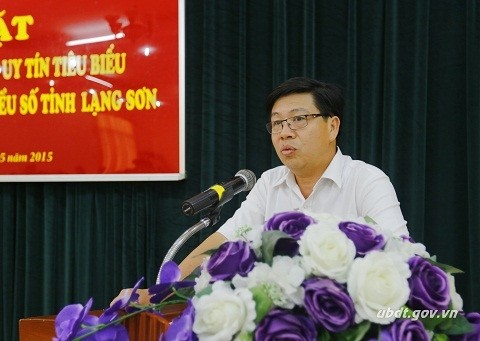 Thứ trưởng, Phó Chủ nhiệm Ủy ban Dân tộc Lê Sơn Hải phát biểu tại buổi tiếp.